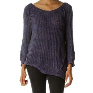 Free People dark plum cable knit sweater long sleeve size medium purple